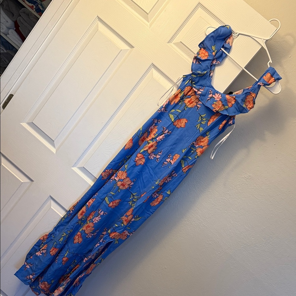 Jessica Simpson Blue Dress with Orange Floral Design